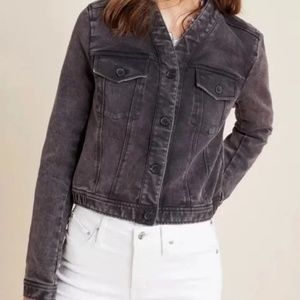 ANTHROPOLOGIE Black and Sepia Washed Crop Jacket | XS
